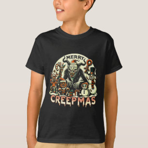 Camiseta Krampus Alegre Creepmas Natal Anos 30 Cartoon Retr
