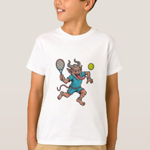 Camiseta Krampus Assustador Jogando Tênis Esporte de Natal
