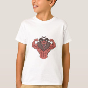 Camiseta Krampus Assustador Natal Flexionando Músculo Fitne