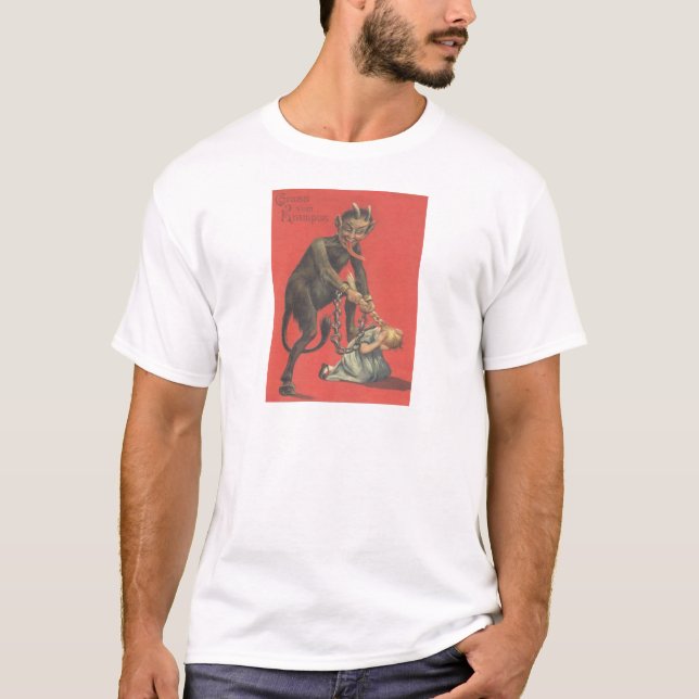 Camiseta Krampus Castigando Menina (Frente)