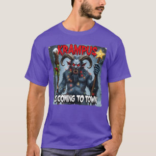Camiseta Krampus Chegando Natal Alegre Xmas Gótico Horror