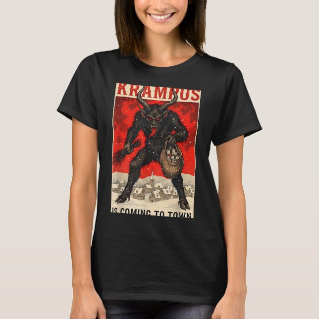 Camiseta Krampus Is Coming To Town Christmas Horror Holiday (Frente)