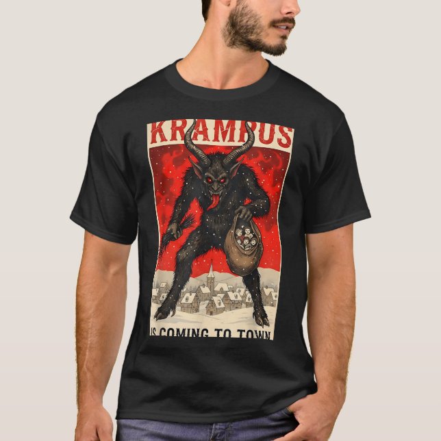 Camiseta Krampus Is Coming To Town Christmas Horror Holiday (Frente)