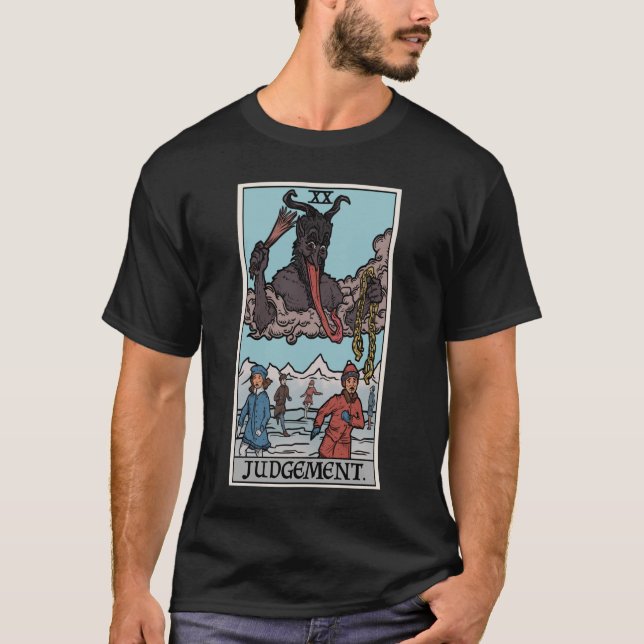 Camiseta Krampus Julgamento Tarot Card Engraçado Natal Goth (Frente)