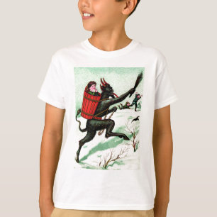 Camiseta Krampus Perseguindo Crianças Más Inverno Neve