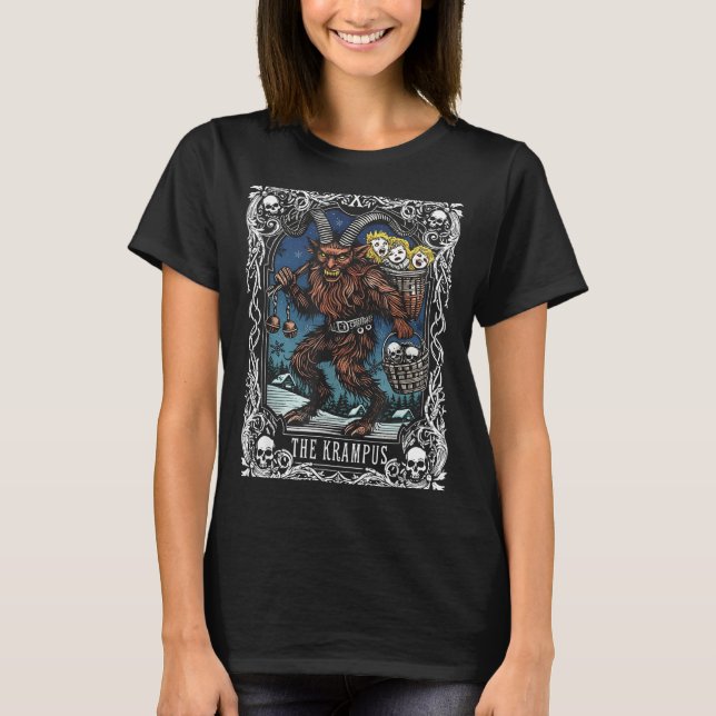 Camiseta Krampus Tarot Card Design Christmas Season Evil Pa (Frente)