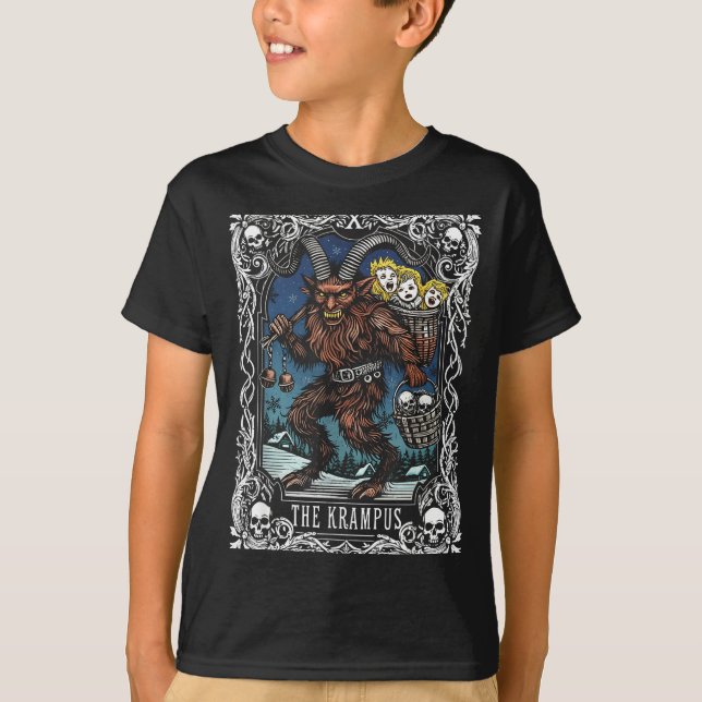 Camiseta Krampus Tarot Card Design Christmas Season Evil Pa (Frente)