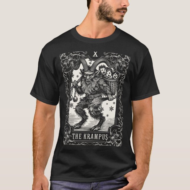Camiseta Krampus Tarot Card Design Christmas Season Evil Pa (Frente)