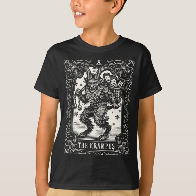 Camiseta Krampus Tarot Card Design Christmas Season Evil Pa (Frente)