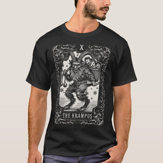 Camiseta Krampus Tarot Card Design de Natal Mau Pa (Frente)