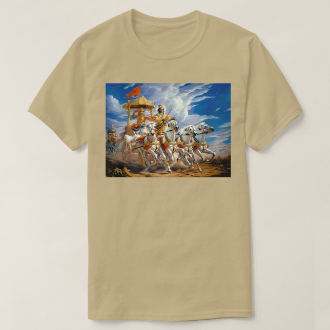 Camiseta Krishna e Arjuna durante a Guerra de Mahabharata (Frente do Design)