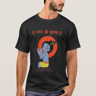 Camiseta Krishna Janmashtami Bebê Krishna Jai Shree Krishna