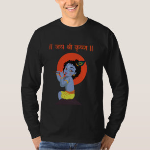 Camiseta Krishna Janmashtami Bebê Krishna Jai Shree Krishna