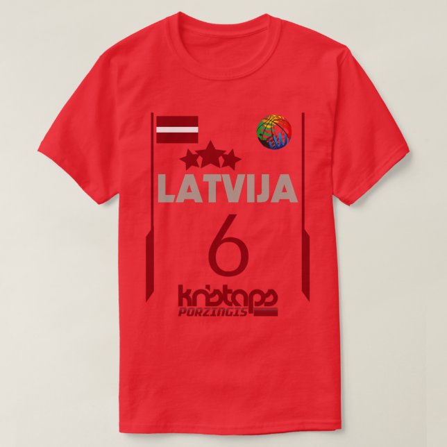 Camiseta Kristaps Porzingis Retro Letónia Euro Style Basket (Frente do Design)
