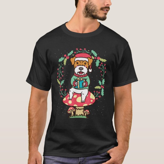 Camiseta Kromfohrlander Dog Kromi On Mushroom Christmas Wre (Frente)