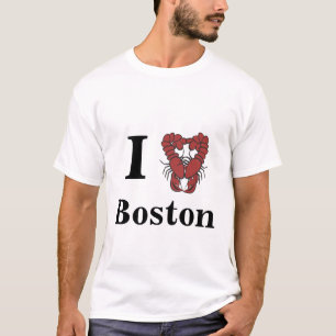 Camiseta KRW eu amo a lagosta do divertimento de Boston