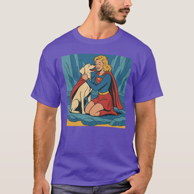 Camiseta Krypto Meets Supergirl Enthusiastic Hug gift retro (Frente)