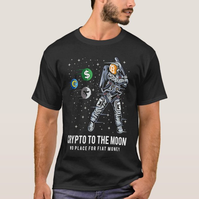 Camiseta Krypto Moon Astronauta Baseball BTC Crypto Bitmone (Frente)