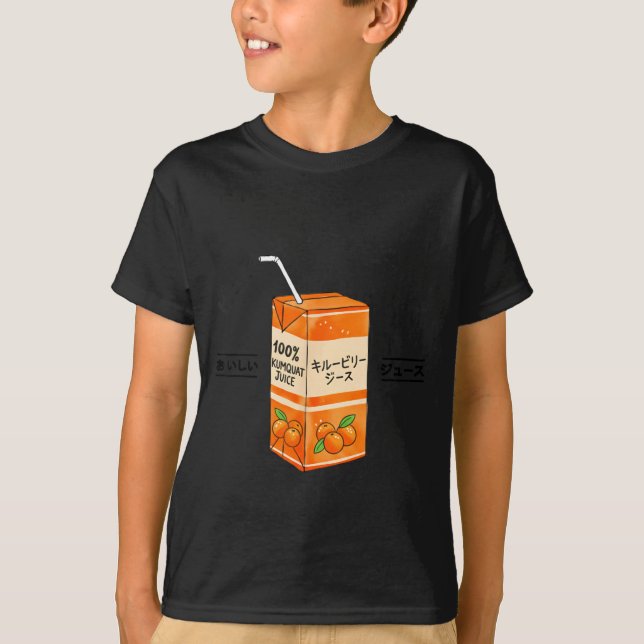 Camiseta Kumquat Japanese Fruit Juice Japan Kanji Boys Girl (Frente)