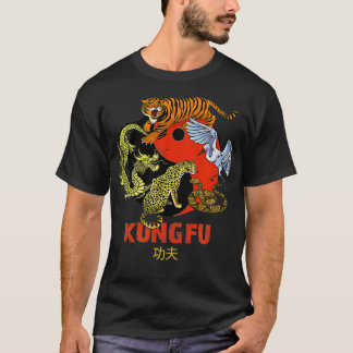 Camiseta Kung Fu Cinco Animais Formam Artes Marciais Chines