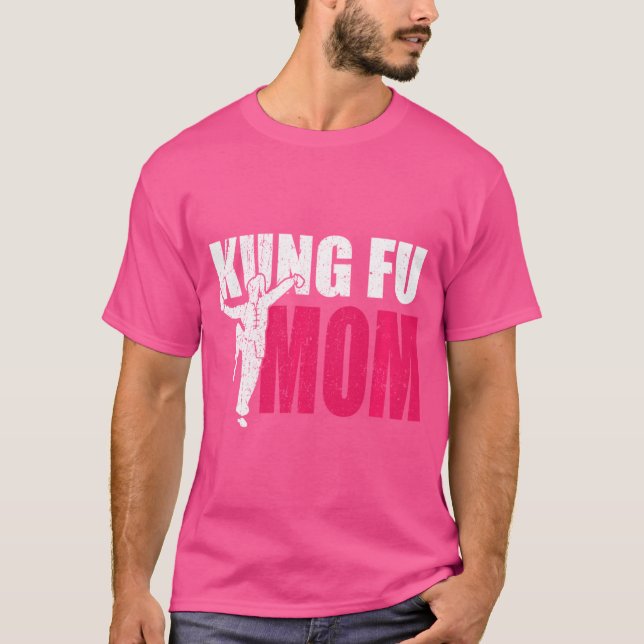 Camiseta Kung Fu Mãe Dotada Ideia Legal Kung Fu Lutar Mulhe (Frente)