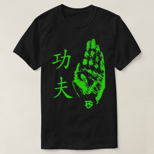 Camiseta Kung Fu Palm Strike Green Featherscale (Frente do Design)