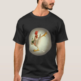 Camiseta Kung Fu Rooster Combatendo Frango Engraçado Bebend