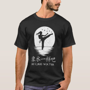 Camiseta Kung Fu Seja como água símbolos chineses
