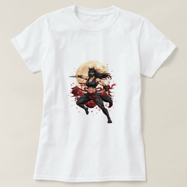 Camiseta Kunoichi Horse Ninja – Japanese Warrior Art 2026 Y (Frente do Design)