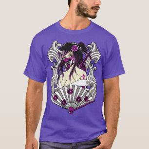 Camiseta kunoichi japonês com máscara de oni