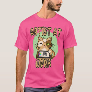 Camiseta Künstler bei der Arbeit – niedliches Katzendesign