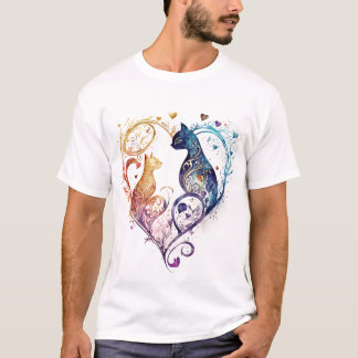 Camiseta Kuraudea é um gato cardíaco de amor e amor, T-Shir
