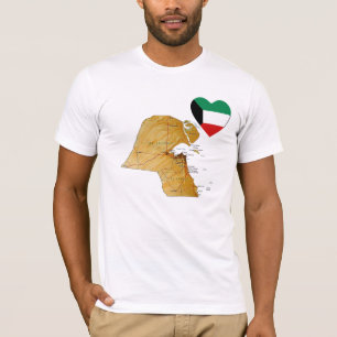 Camiseta Kuwait Flag Heart and Map T-Shirt