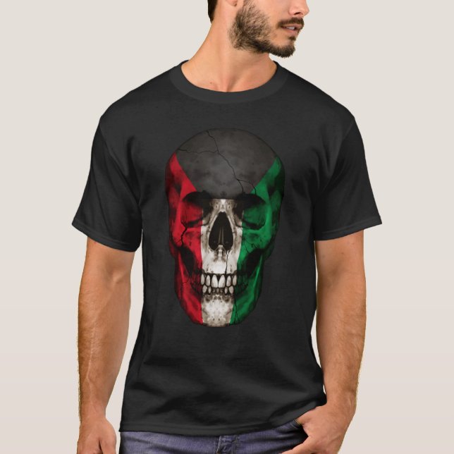 Camiseta Kuwait Flag Skull Kuwaitiano Roots Patriota Ortopo (Frente)