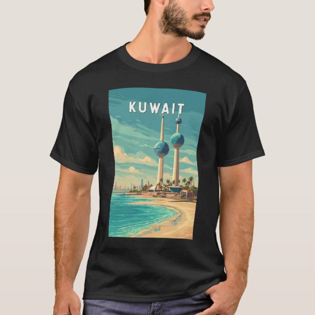 Camiseta Kuwait Illustration Travel Art Vintage (Frente)