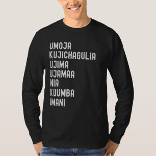 Camiseta Kwanzaa 7 Princípios Umoja Kujichagulia Ujima Ujam
