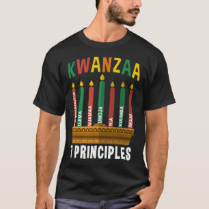 Camiseta Kwanzaa 7 Princípios Vela Kinara Pan Africanos P