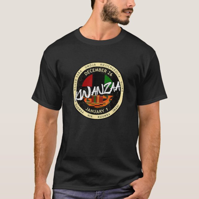 Camiseta Kwanzaa Holiday Style Kwanzaa  Unisex Adults Black (Frente)
