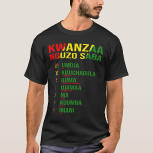Camiseta Kwanzaa - Nguzo Saba - Design dos Sete Princípios