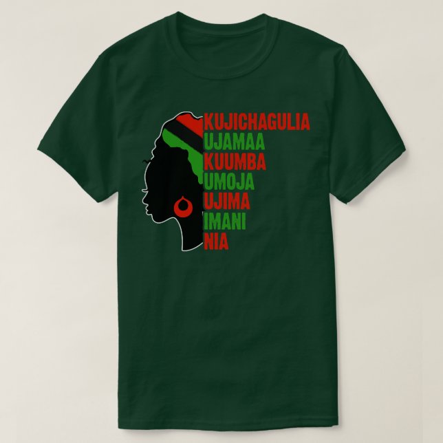 Camiseta Kwanzaa Os Sete Princípios de Kwanzaa (Frente do Design)