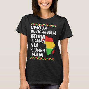 Camiseta Kwanzaa Sete Princípios Mapa Africano do Orgulho N