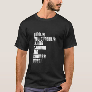 Camiseta Kwanzaa Sete Princípios Umoja Kujichagulia Ujima