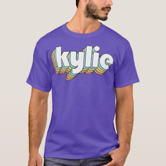 Camiseta Kylie Retro Rainbow Tipografia Estilo Desvanecido