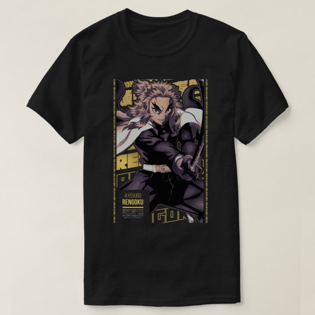 Camiseta Kyojuro Rengoku Kimetsu no yaiba Anime Style v1 (Frente do Design)