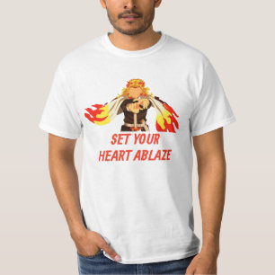 Camiseta kyojuro rengoku ser seu coração em chamas