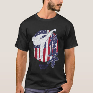 Camiseta Kyokushin Clássico Karate Americano Bandeira dos E