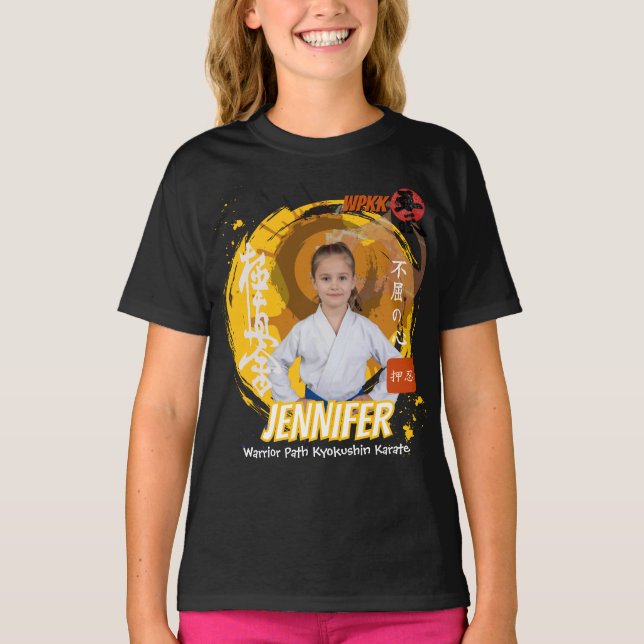 Camiseta Kyokushin Girl Yellow Belt Personalized Team  (Frente)