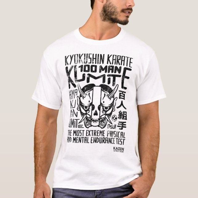 Camiseta Kyokushin Karate 100 Man Kumite - Design Negro - (Frente)