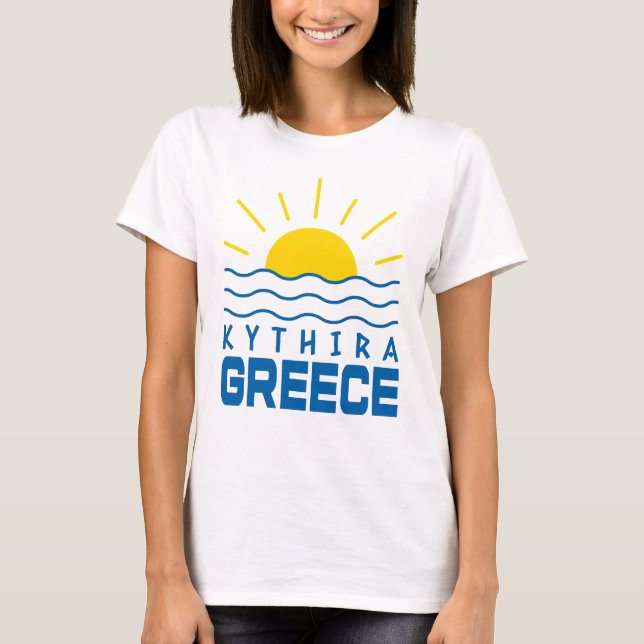 Camiseta Kythira Grécia Sunshine e Sea Waves Mulheres (Frente)