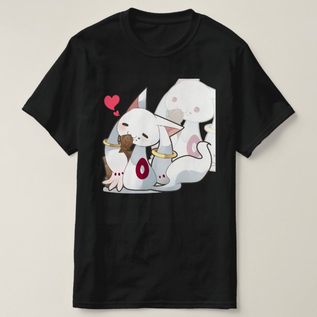Camiseta Kyubey comendo peixe (Frente do Design)